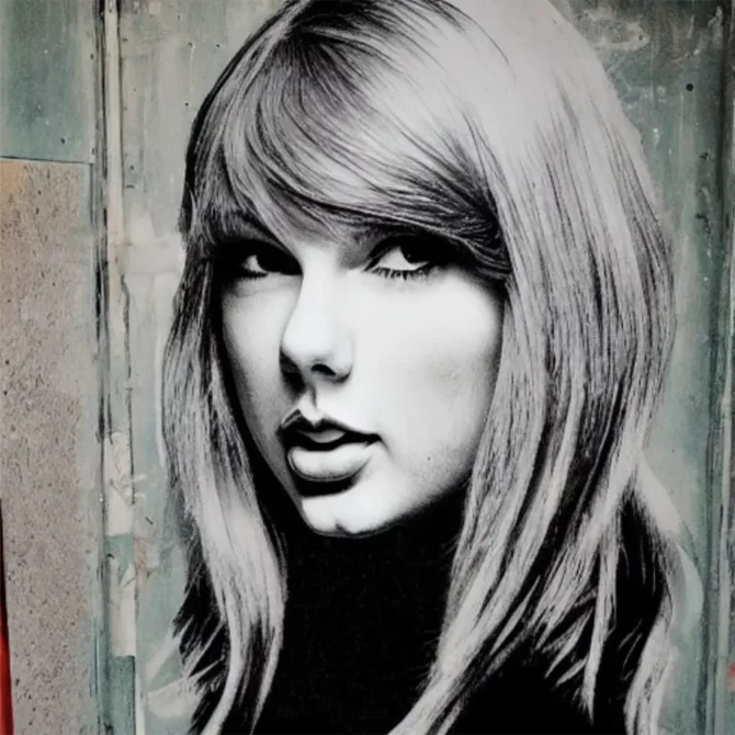 Taylor Swift in the style of Banksy     8